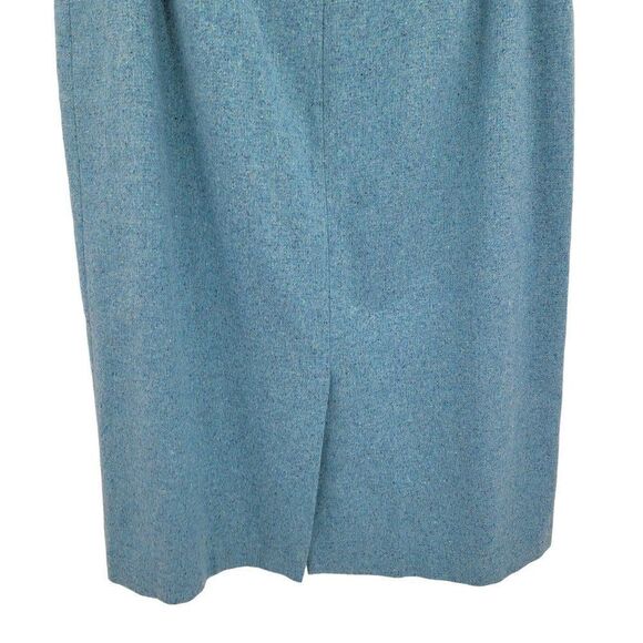 Vintage 80's Albert Nipon Skirt Wool Silk Pencil Metallic Flecked Pastel Blue 16 - Picture 7 of 9